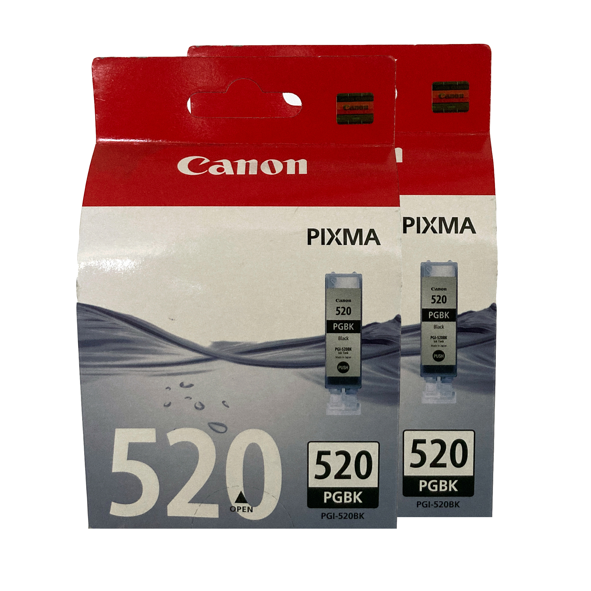 Auf dem Bild sehen Sie eine Canon PGI-520BK Tinte Schwarz (BK) 2932B009 Doppelpack